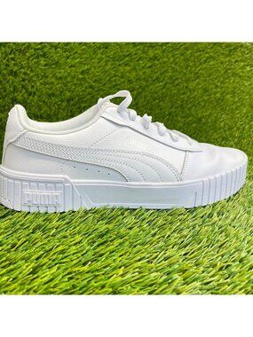 Puma Carina 2.0 Boys Size 7Y Triple White‎ Athletic Lifestyle Shoes Sneakers